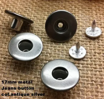 Gratis forsendelse 17mm Metal Jeans-knappen (antik sølv) 100 stk/masse 135041