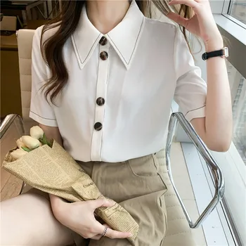 Ciyesay sommeren kvinders kjole 2021 hvid skjorte polo shirts chiffon blouse harajuku-shirt kvinder elegant bluse 13538