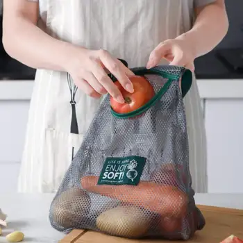 Frugt, Grøntsager Mesh Køkken Opbevaringspose Bærbare Genanvendelige Shopping Taske Net Håndtaske N07