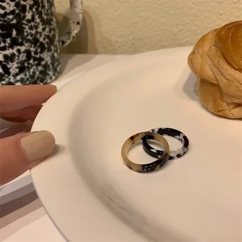 Nye vintage Akryl Harpiks Eddikesyre Kæde Uregelmæssige Kno Finger Ringe Trendy Leopard Print Ring Sæt Til Kvinder Party Smykker