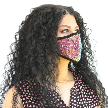 Sort Paillet Maske Til Ansigt Fashion Kvinder Fest Dekoration Smykker Maske Til Kvinder, Dame Elegant Vaskbar Bomuld Maske