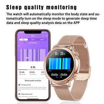 LIGE Smart Ur Kvinder kropstemperatur Smart Armbånd IP67 Vandtæt Blodtryk Kvinders Smartwatch Til IOS og Andriod Telefon