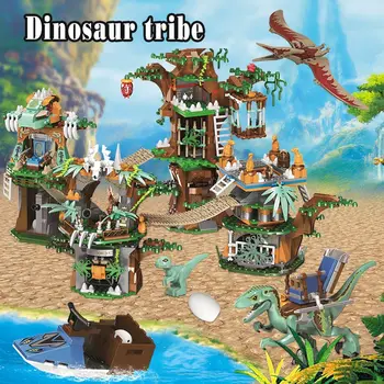 1000pcs Jurassic Verden Dinosaur Tree House byggesten Jurassic Verden Park Tal Mursten sæt Legetøj Til Børn gaver 137338