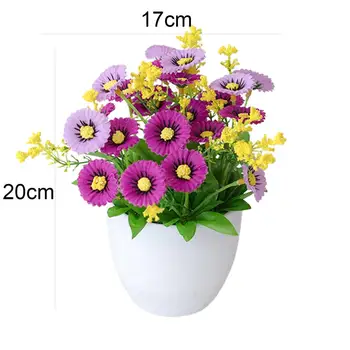 Kunstig Blomst Pot Chrysanthemum Desktop Indretning Plast Evig Falske potteplante til Balkon Hjem Dekoration Engros 137580