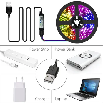 5V USB WIFI Bluetooth-1M-30M USB-5050 Led Strips Lys Vandtæt RGB Led Diode Bånd Lampe Til Dekoration Soveværelse TV Baggrundsbelysning 137816