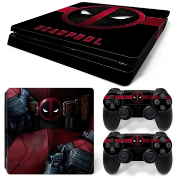 Marvel Deadpool Spiderman Vinyl Skin Sticker til PS4 Slim Konsol og 2 Controllere Decal Dække Vildt Tilbehør