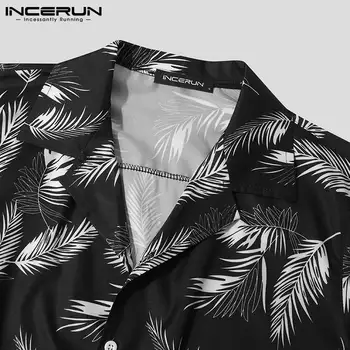 2021 Sommeren Mænd Hawaiian Shirt tryk Revers Korte Ærmer Casual Mænds Tøj Streetwear Knap Ferie Camisas INCERUN S-3XL 138610