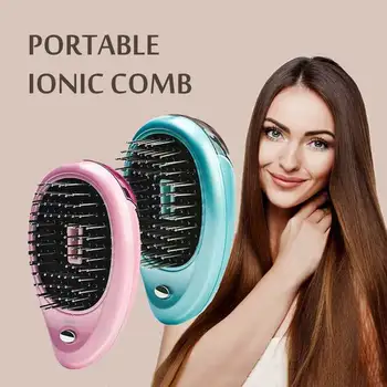 Bærbare Elektriske Ioniske Hårbørste Negative Ion Kam Takeout Mini Vibration Hair Brush Head Massager Hår Styling Fladjern 138810