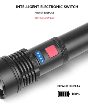 Super Lyse LED Lommelygte 9000 Lumen XHP50 Zoom Flashlamp USB-Genopladelige Taktiske Vandtæt Lommelygte Camping Vandring Jagt