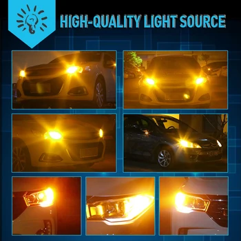 2stk Ingen Hyper Flash T20 WY21W 7440 7440NA LED Bil Lampe blinklys Lys Pære Amber Canbus Auto For Ford F150 F250 F350 Mustang 139329