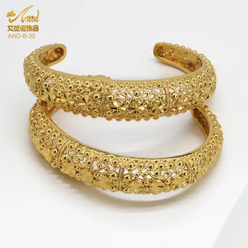 ANIID Dubai Armringe 24KGold Armbånd Til Kvinder Engros Luksus Bryllup Afrikanske arabisk Cuff Forgyldt Tilbehør Metal Hawaii 139563