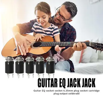 Holdbar Guitar til Stereo-Output-Stik Bærbare 5pcs Akustisk El-Guitar Stereo EQ Socket 6,35 mm Jack Female Output-Stik