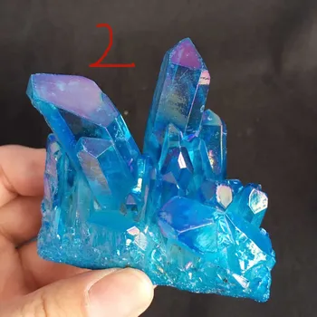 Prøven på en naturlig blå engel aura crystal cluster galvanisering Titanium belægning kvarts cluster sten Healing 140123