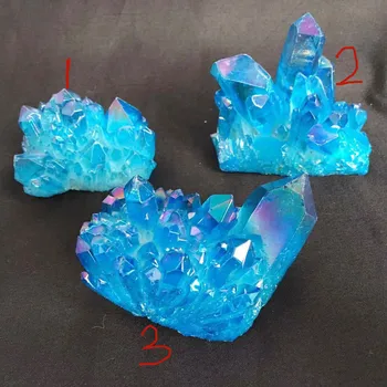 Prøven på en naturlig blå engel aura crystal cluster galvanisering Titanium belægning kvarts cluster sten Healing