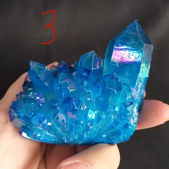 Prøven på en naturlig blå engel aura crystal cluster galvanisering Titanium belægning kvarts cluster sten Healing