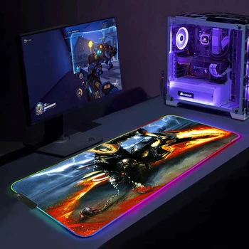 Baggrundslys Ghost Rider RGB Gaming Mouse Pad og Store Farverige Lysende for mini-PC Desktop 7 Farver af LED-Lys Bruser Mat 14018