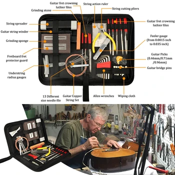 54pcs Professionel Guitar Pleje, Rengøring, Reparation Værktøjer Kit Luthier Guitar Setup Vedligeholdelse Justering Værktøjer Sæt