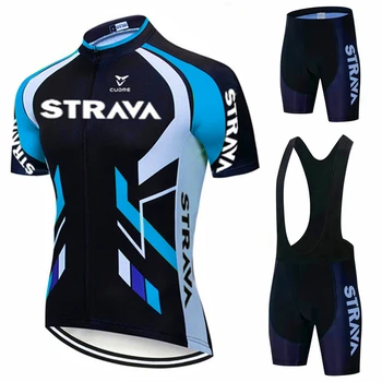 2021 STRAVA Cycling Team Jersey 19D Cykel Shorts Sæt Ropa Ciclismo Herre MTB Sommer Pro Cykling Maillot Bunden Tøj