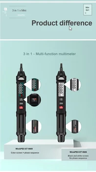 ET8906/ ET8908 PRO Digital Multimeter Auto Intelligent Sensor Tester Pen 6000 Tæller Ikke-kontakt Spænding Meter VA Farve Omvendt