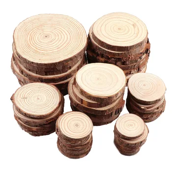 1 Pakke Ufærdige Pine Naturlige Runde Træ Skiver Cirkler Med Bark Log Diske For DIY Håndværk Bryllup Part Maleri Indretning