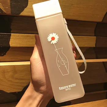 500ml Lille Daisy Gennemsigtig Plastic vandflasker Gratis Kreative Mat vandflaske Med Bærbare Reb Rejse Kop Te