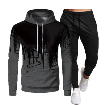 2020 nye splejsning sportstøj mænd er varmt mænds sportstøj, der passer bomuld hoodie + bukser sports-passer til afslappede sports shirt sports trop 141715