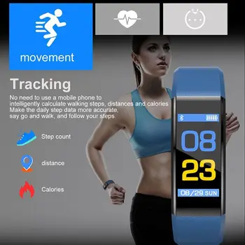 115 Plus Smart Ur Bluetooth-Sport Ure Sundhed Smart Armbånd Puls, Trænings-Og Skridttæller Armbånd Vandtæt Mænd Ur