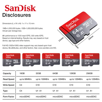 SanDisk microSD Ultra UHS-I-Kort 16GB, 32GB, 64GB 98MB/s TF / Micro SD-Kort 128GB 256GB A1 microSDHC-Standard Shipping Sende hurtigt 142536