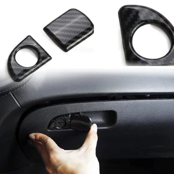 Bil Carbon Fiber Co-Pilot handskerum Håndtere Skifte Cover Trim for Dodge Charger 2011-2020 Tilbehør 142608