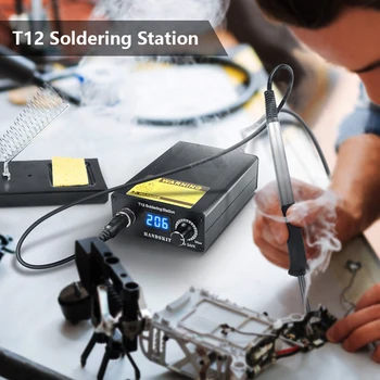 T12 12mm Metal Aluminium Håndtag for OLED - /LED Digital Elektrisk Lodning Station for T12 Lodde Tips GX12 4Pin Stik