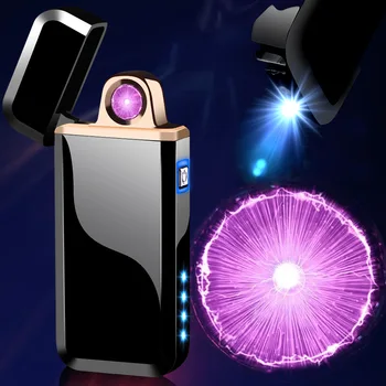 2021 Spolen Dreje ARC Cigarettænder USB-Elektriske Plasma-Lighter med Lommelygte Vindtæt Elektronisk Lighter Mænd Gave