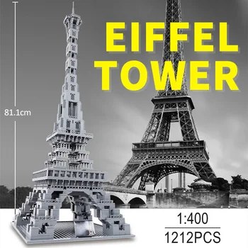 Berømte Arkitektur, Eiffel Tower Model Byggesten By Skaberen Skyline Indsamling Paris Mursten Gaver Diy-Legetøj Til Børn 143886