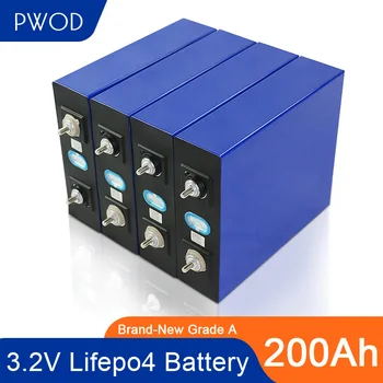 PWOD 4STK 3.2 V 200Ah med BMS Lifepo4 Batteri 2021 Nye KLASSE EN LFP Lithium Sol 12V Celler Ikke 150ah 280AH EU US TAX FREE 144697