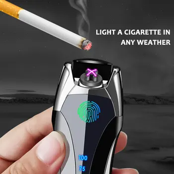 Touch Følsomme Dobbelt Cigarettænder Oplader USB-Cigaret Lighter Bærbare LED Strømforsyning Skærmen Vind Bevis