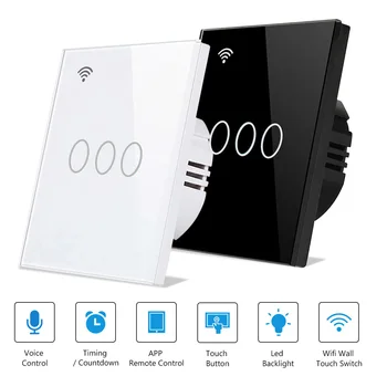 Wifi Væggen Touch Skifte Smart Light Switch 1 2 3 Bande AC110-250V Tuya Smart Home Støtte Alexa Google Startside App Rf Fjernbetjening