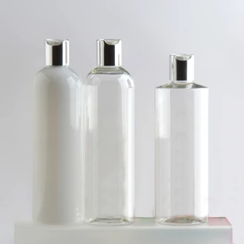 400ml hvid Tom Plastik Flaske Containere Guld Tryk på Cap Shampoo Vask Rengøring Emballage, Flasker Aluminium Disc Top Cover 145487