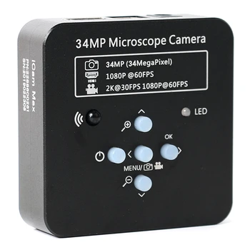 2K 34MP 1080P 60FPS HDMI USB-Video-Mikroskop-Kamera 130X 200X Zoom C-Mount Linse LEd-lys Til Digitale Billeder Erhvervelse