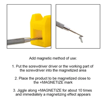 Kraftig skruetrækker plus magnetisk enhed, Dual-use degausser Mini Skrue batch Hurtigt magnetizer Demagnetizer
