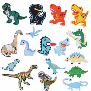 17 typer tegnefilm søde dinosaur, strygejern patch, broderet klud patch til børnetøj, badge for, strygejern og-dekoration 147113