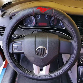 Rattet Carbon Fiber Læder Cover Til Ford Mustang De styrende hjul Mode, Non-slip Auto Bil Styling 147149