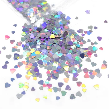 4stk Blandet Størrelse hjerteformet Glitter Pailletter Nail Art Tilbehør Valentinsdag Manicure Design Holografiske Glitter Nail Flager 147269