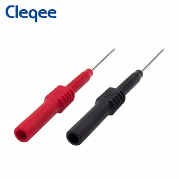 Cleqee P5009 4STK Fleksibel testnålene Blød PVC Hoved Isolering Piercing Nåle Ikke-destruktiv Tilbage Sonder 4mm Stik Rød/Sort