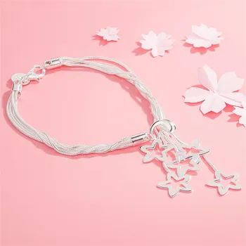 Hot populære 925 sterling sølv Snake kæde hængende stjerner Armbånd til kvinde bryllupsfest Julegaver mode fine Smykker 148152