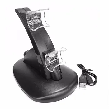 LED-Light Hurtig Dual USB Oplader Power Charger Dock Stand Holder Til Sony PlayStation 3 Til PS3 Controller sammen Med et USB-Kabel