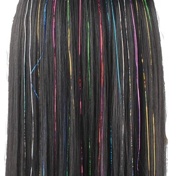 90cm Bling Glimt Hair Extension 16Colors Glitter Hair Tinsel Sparkle Tilbehør Regnbue For Piger 150Strands/stk 148878