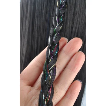 90cm Bling Glimt Hair Extension 16Colors Glitter Hair Tinsel Sparkle Tilbehør Regnbue For Piger 150Strands/stk