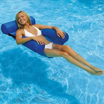 Store Blå Swimmingpool Float Stolen Bærbare Folde Svømning Ring Luftmadras Vand Bed for Voksne Børn 100x120cm 149282