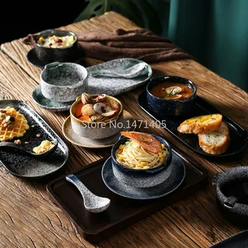 Japansk Morgenmad Skåle og Fade til En Person, der er Fastsat Keramiske Binaural Kop Dampet Æg middagstallerken Dessert Skål Service