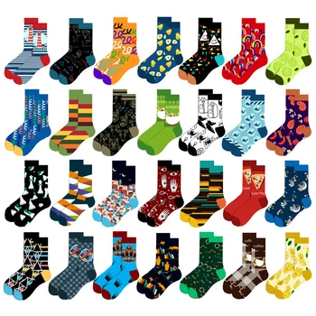 Nye Ankomst Mærke Mænds Happy Socks Mænd Harajuku Kæmmet Bomuld Nyhed geometri Mænd Mode Sjove Sokker til Herre Gave 149617