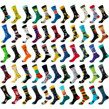 Nye Ankomst Mærke Mænds Happy Socks Mænd Harajuku Kæmmet Bomuld Nyhed geometri Mænd Mode Sjove Sokker til Herre Gave